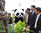 Mr. Thira Sutabutra , Minister for Agriculture and Cooperatives, Mr Suthiporn Chiripanda , Deputy Permanent Secretary and Mr Shinici Sata , Vice President of Bridgestone Group Thailand open the new NAEC