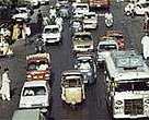 Traffic in Pakistan. One way that WWF tries to help reduce pollution and unnecessary use of natural resources is to encourage employees to use public transport rather than drive to work.<BR>