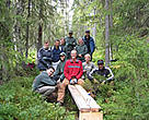 Canon Europe employees participating in a PAN Parks volunteer programme. Volunteers helped repair old and damaged footbridges and build new walkways throughout the park. Fulufjället, Sweden.