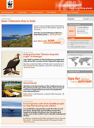 The old Panda Passport website / ©: WWF activism online / ©: WWF