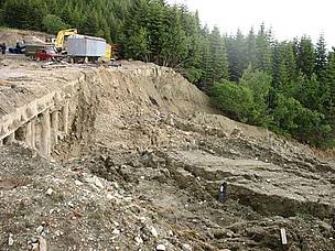 A landslide next to an illegally built ski lift in Rila National Park, Bulgaria