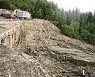A landslide next to an illegally built ski lift in Rila National Park, Bulgaria
