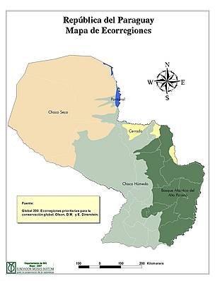 Map, Paraguay, Ecoregion, Forest, LAC / &copy;: Laboratio GIS, WWF Paraguay