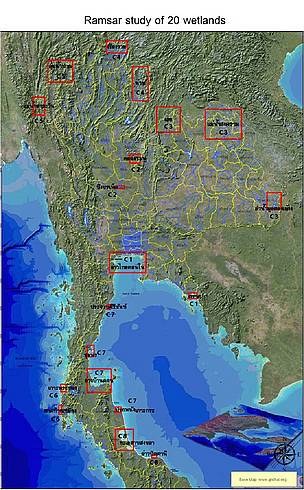 Twenty nominated Ramsar sites in Thailand