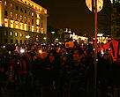 people protest in the night