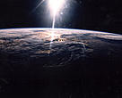 The sun shines on planet earth in this NASA photo taken from space.