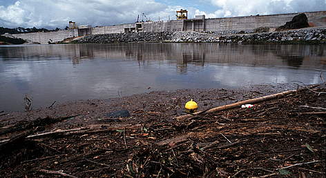 Recovery of dead wood obstructing the Petit Saut dam, French Guyana. / ©: Michel GUNTHER / WWF-Canon rel=