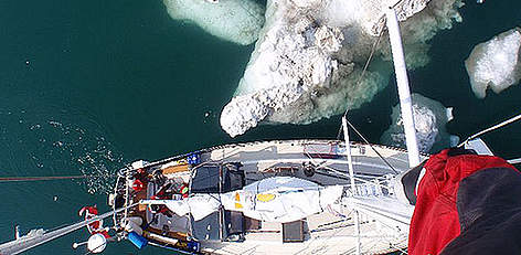 View from the crow's nest as the Silent Sound navigates the Northwest Passage / ©: WWF rel=