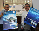 Your text protects. Smart Public Affairs head Mon Isberto (left) and WWF-Philippines Vice-Chair and CEO lory Tan (right) lead the launching of the Text-to-Donate project.