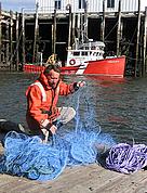 Dr. Ed Trippel at the St. Andrews Biological Station preparing barium sulfate gillnet and weak rope ... / &copy;: WWF-Canon / Suzanne Taylor