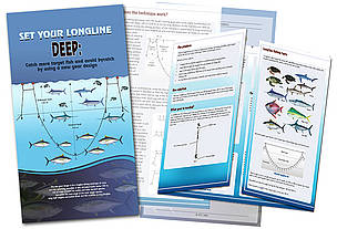 Brochure - "Set Your Longline Deep: Catch more target species and avoid bycatch using a new ... / &copy;: Smart Gear / Steve Beverly
