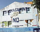 Protest against the Spanish National Hydrological Plan (SNHP) painted on an abandoned house in the Ebro Delta, Spain.