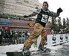 At a WWF action in Poznan, snowboarders performed a series of tricks expressing their support for urgent action against rising temperatures.