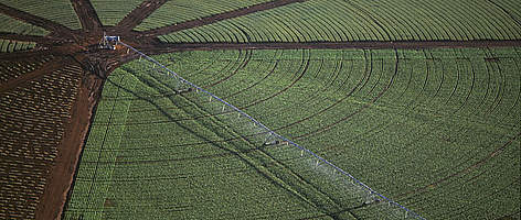 Intensive cultivation of soybeans using rotary irrigation system, Goias State, Brazil. / ©: Edward Parker / WWF-Canon rel=