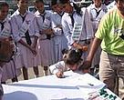 Students Signing in the campaign