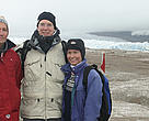 Prof. Jean Jaubert from the Oceanographic Museum of Monaco, HSH Prince Albert II, and Samantha Smith, director of WWF's International Arctic Programme on the Monaco Glacier, Svalbard.