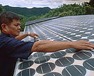A solar panel is one way of helping curb climate change.   