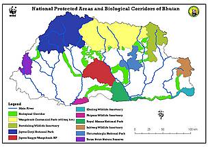 Map of Protected Areas in Bhutan / ©: WWF Bhutan / ©: WWF Bhutan