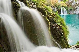 Waterfalls in autumn, Milanovac lake, Downer lakes, Plitvice National Park, Croatia.