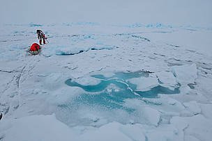 Ann Daniels crossing an area of rough ice, Catlin Arctic Survey