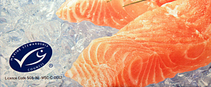 An MSC label on a package of frozen salmon indicates that it is certified sustainable seafood. / ©: WWF-Canon / Elma Okic An MSC label on a package of frozen salmon indicates that it is certified sustainable seafood. / ©: WWF-Canon / Elma Okic