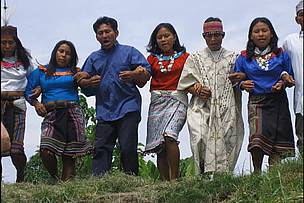 Line of people dancing