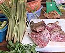 Wild boar meat on display at Sen Monorom market.
