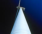 Wind turbine, part of the Horizon Power Wind Farm near Nine Mile Beach, Esperance, Western Australia. Enormous wind turbines generate a quarter of Esperance's electricity