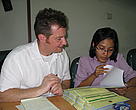 
WSI’s David Williams and GFTN-Indonesia’s Trade Coordinator Oki Arifiandi verify a vendor’s harvest and transport documents to ensure legality of timber supply.
